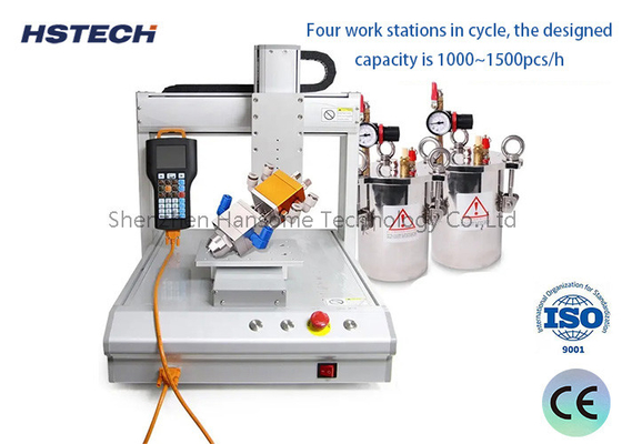 Ein guter Preis. LED-Bolle-Kleimverteilmaschine mit Vier-Stationen-Runde, Text-Demonstrations-Programmierer und 300 RPM Motorgeschwindigkeit Online